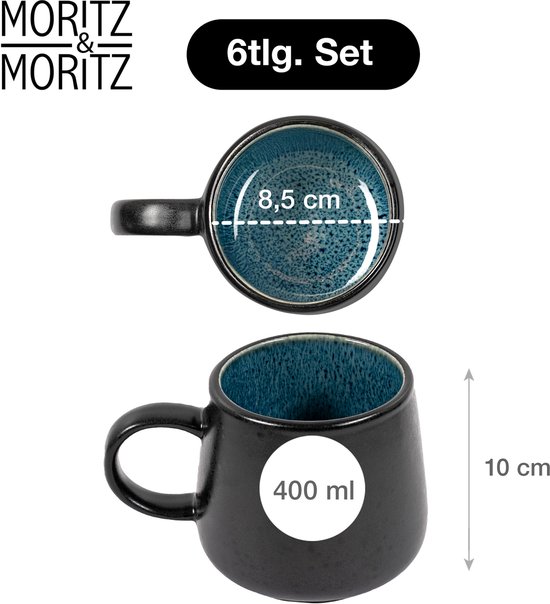 Moritz & Moritz SOLID Serviesset 6 Persoons - 24-delig Servies Set met Dinerbord, Dessertbord, Kom en Mok - Blauw — afbeelding 3