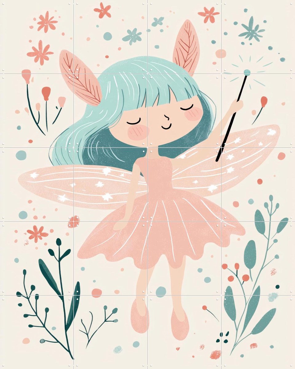 IXXI Forest Fairy, Treechild & Various - 80 x 100 cm - Gratis ophangtool - Grote wanddecoratie en posters - Fantasierijk, Illustraties, Cartoonesk