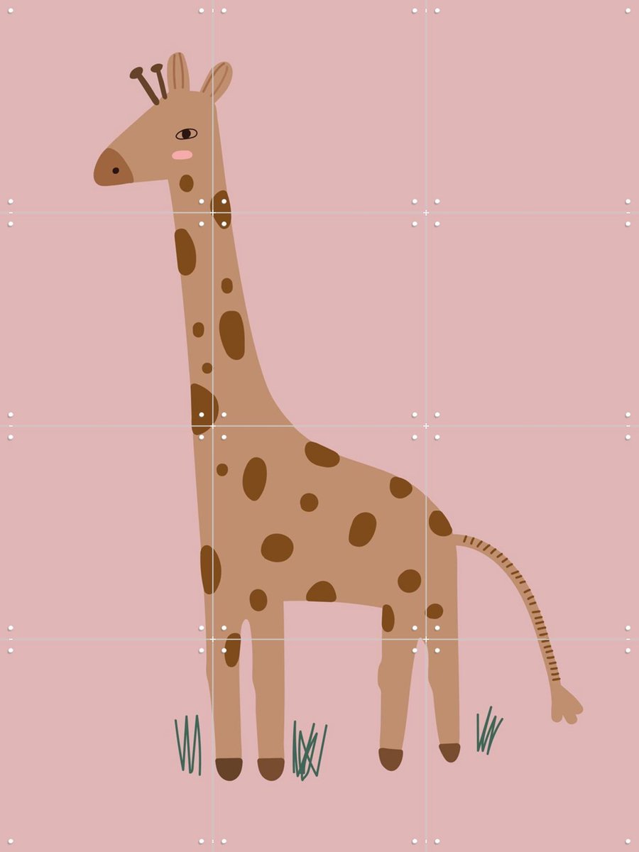 IXXI Giraffe, Little Otja - 60 x 80 cm - Gratis ophangtool - Grote wanddecoratie en posters - Speels, Illustraties, Cartoonesk, Kinderkamer, Grappig