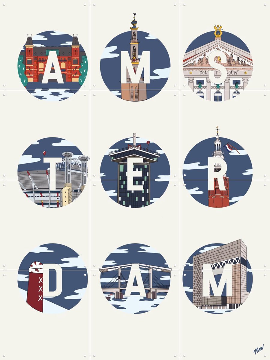 IXXI Amsterdam Icons, Art Studio Jet & Kunst in Kaart - 60 x 80 cm - Gratis ophangtool - Grote wanddecoratie en posters - Speels, Typografie, Grafisch