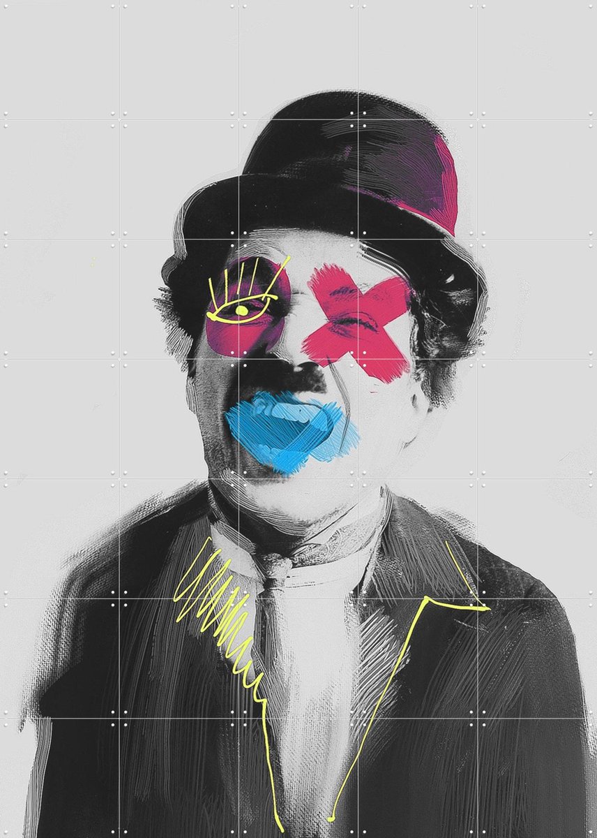 IXXI Silly Charlie, Pop-art by Tadej - 100 x 140 cm - Gratis ophangtool - Grote wanddecoratie en posters - Illustraties, Kleurrijk, Pop art, Digitale