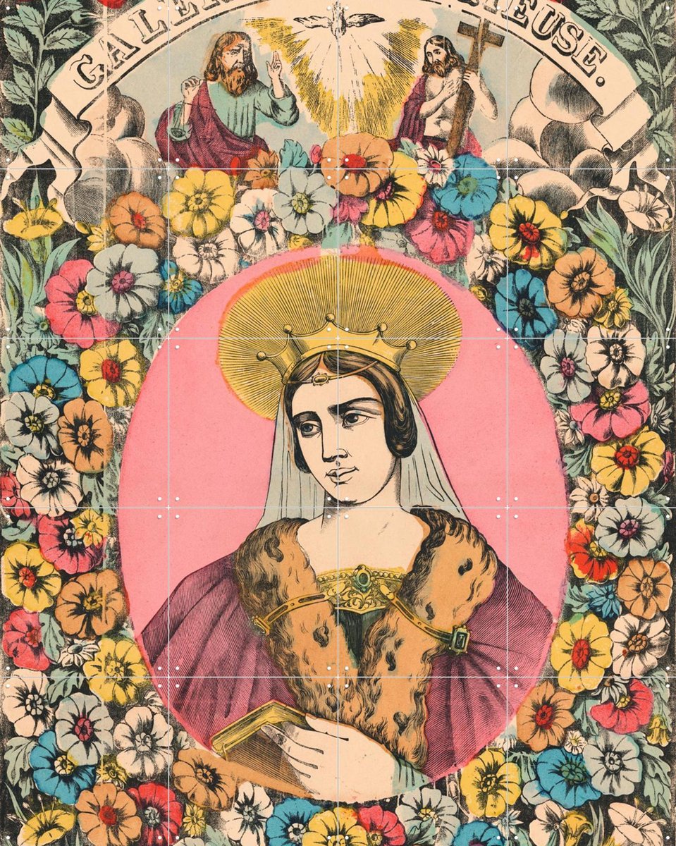 IXXI Clotilde, Aster Edition - 80 x 100 cm - Gratis ophangtool - Grote wanddecoratie en posters - Kleurrijk, Vintage, Illustraties, Slaapkamer, Gang