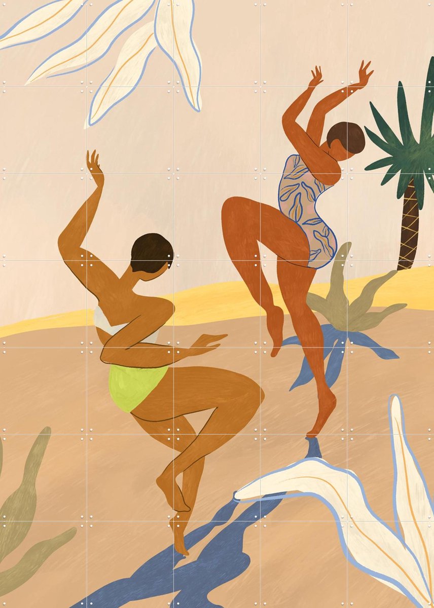 IXXI Summer Dance, Arty Guava - 100 x 140 cm - Gratis ophangtool - Grote wanddecoratie en posters - Speels, Illustraties, Grafisch Ontwerp, Kleurrijk