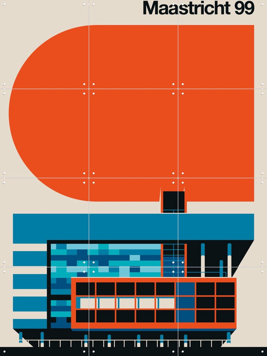 IXXI Maastricht 99, Bo Lundberg - 60 x 80 cm - Gratis ophangtool - Grote wanddecoratie en posters - Geometrische Kunst, Illustraties, Kleurrijk