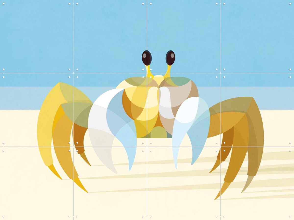 IXXI Spookkrab, Elke Uijtewaal - 80 x 60 cm - Gratis ophangtool - Grote wanddecoratie en posters - Geometrische Kunst, Grafisch Ontwerp, Digitale