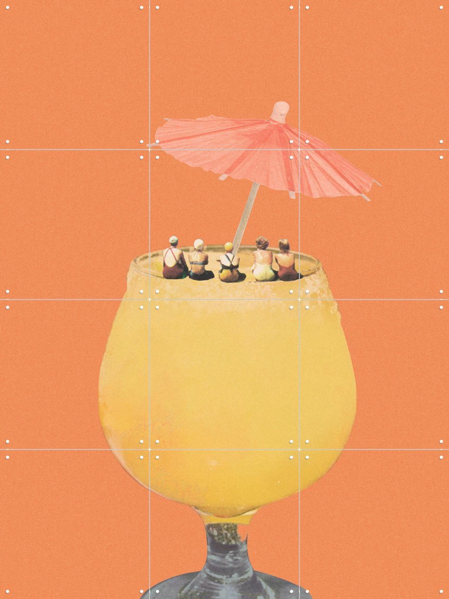 IXXI Holiday in a Glass II, Maarten Léon - 60 x 80 cm - Gratis ophangtool - Grote wanddecoratie en posters - Digitale Kunst, Grafisch Ontwerp, Speels