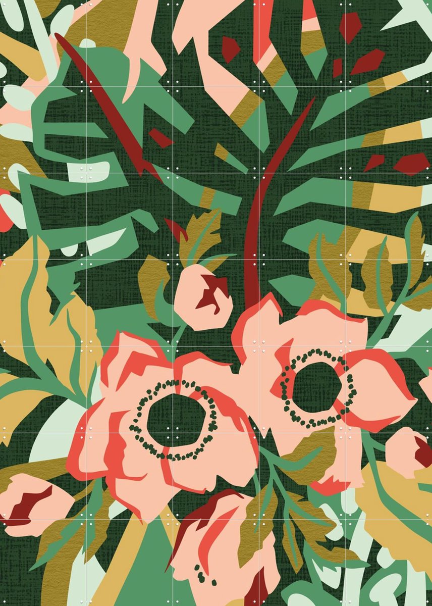 IXXI Anemone Bright, Megan Gallagher - 100 x 140 cm - Gratis ophangtool - Grote wanddecoratie en posters - Speels, Illustraties, Digitale Kunst