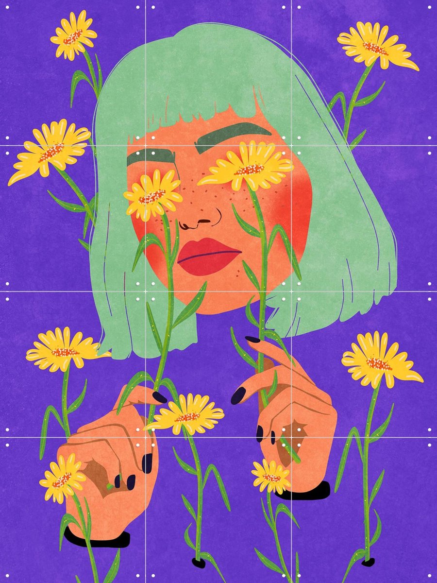 IXXI Girl wanna bloom, Raissa Oltmanns - 60 x 80 cm - Gratis ophangtool - Grote wanddecoratie en posters - Speels, Digitale Kunst, Pop art