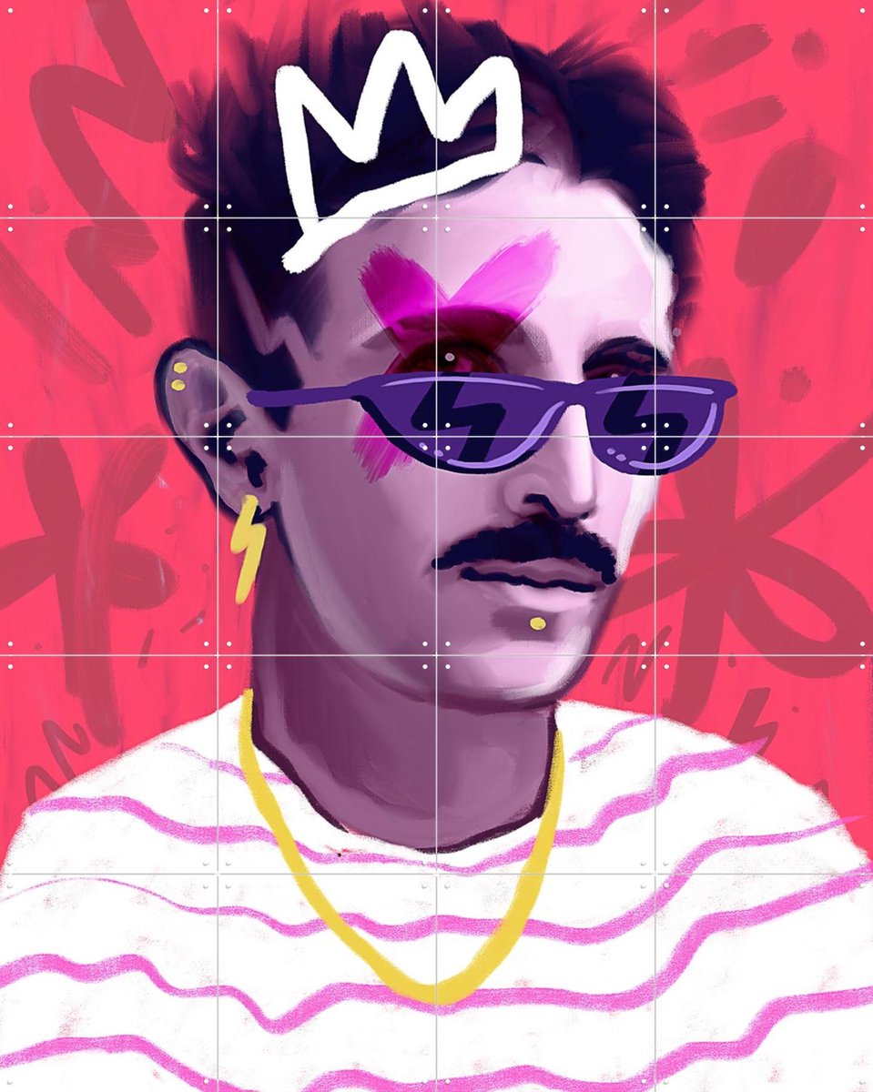 IXXI Nikola Tesla 2, Pop-art by Tadej - 80 x 100 cm - Gratis ophangtool - Grote wanddecoratie en posters - Digitale Kunst, Speels, Pop art