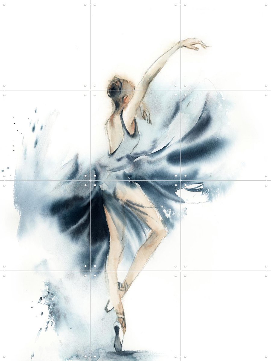 IXXI Dancing Ballerina, Canot Stop Painting - 60 x 80 cm - Gratis ophangtool - Grote wanddecoratie en posters - Aquarel, Illustraties, Slaapkamer