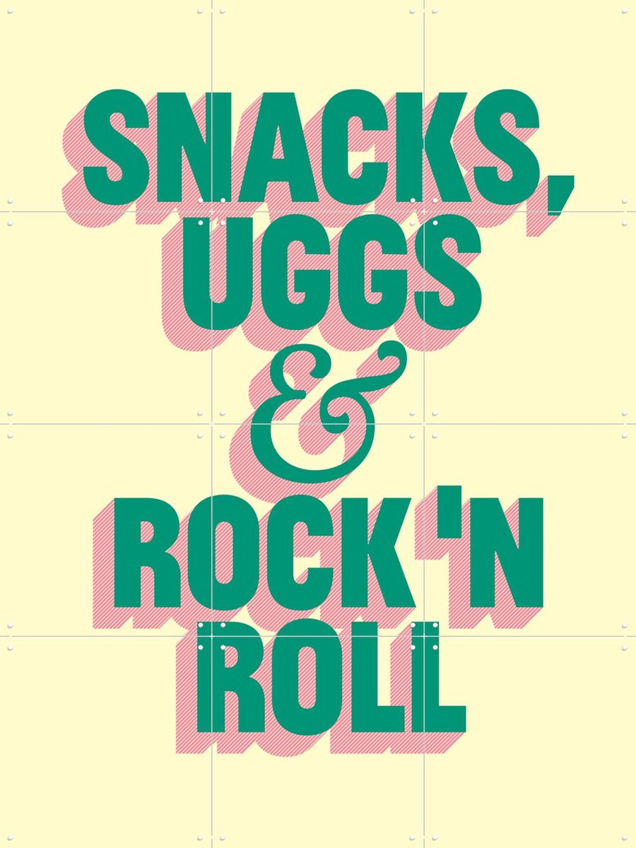 IXXI Snacks, Uggs & Rock 'n Roll, Studio Turbo - 60 x 80 cm - Gratis ophangtool - Grote wanddecoratie en posters - Grafisch Ontwerp, Typografie, Pop