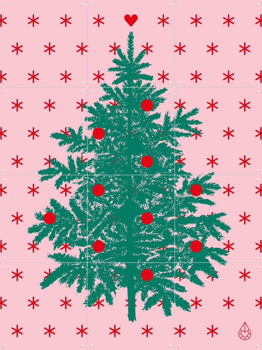 IXXI Let it snow . Pink Green, Zilverblauw - 60 x 80 cm - Gratis ophangtool - Grote wanddecoratie en posters - Digitale Kunst, Illustraties, Grafisch