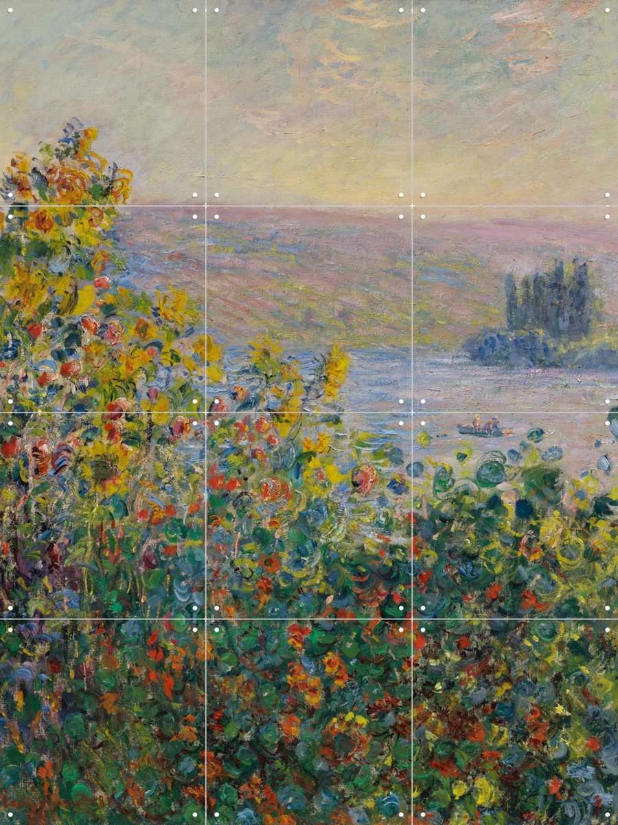 IXXI Flower Beds at Vétheuil, Claude Monet & Museum of Fine Arts Boston - 60 x 80 cm - Gratis ophangtool - Grote wanddecoratie en posters -