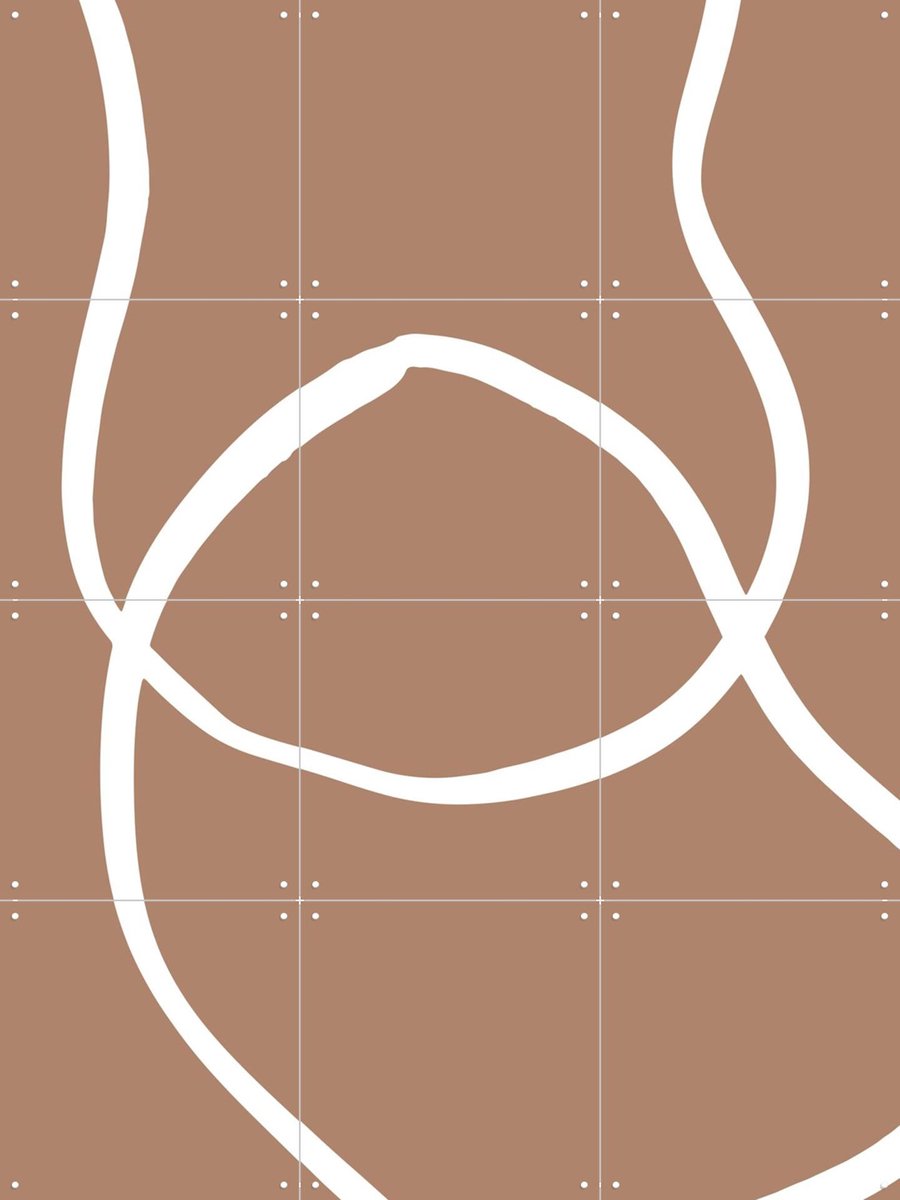 IXXI Abstract Lines Mocha 2, Various - 60 x 80 cm - Gratis ophangtool - Grote wanddecoratie en posters - Line art, Minimalisme, Abstract, Geometrische
