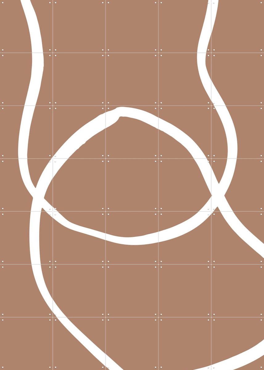 IXXI Abstract Lines Mocha 2, Various - 100 x 140 cm - Gratis ophangtool - Grote wanddecoratie en posters - Line art, Minimalisme, Abstract