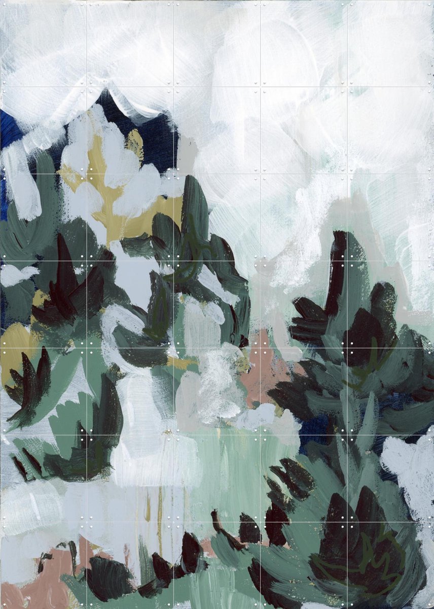 IXXI Modern Forest, Green Barn Studio - 100 x 140 cm - Gratis ophangtool - Grote wanddecoratie en posters - Olieverf, Kwaststreken, Abstract