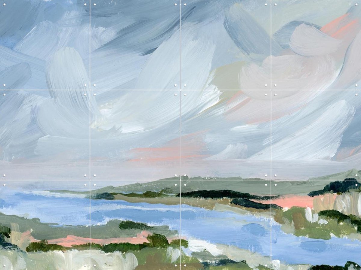 IXXI Oyster River, Green Barn Studio - 80 x 60 cm - Gratis ophangtool - Grote wanddecoratie en posters - Kwaststreken, Olieverf, Impressionisme