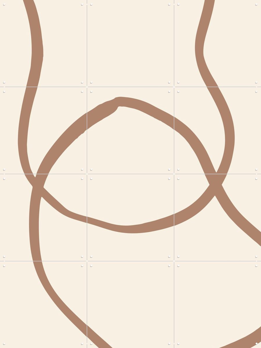 IXXI Abstract Lines Mocha 6, Various - 60 x 80 cm - Gratis ophangtool - Grote wanddecoratie en posters - Grafisch Ontwerp, Minimalisme, Abstract