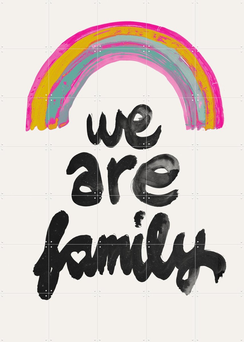 IXXI We Are Family, Treechild & Various - 100 x 140 cm - Gratis ophangtool - Grote wanddecoratie en posters - Typografie, Illustraties, Kleurrijk