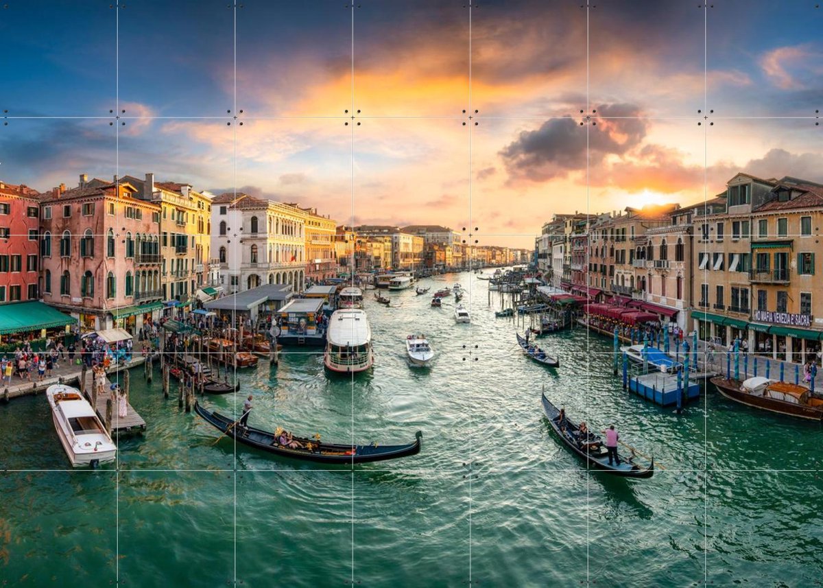 IXXI Canal Grande at sunset, Venice, Italy, Jan Becke - 140 x 100 cm - Gratis ophangtool - Grote wanddecoratie en posters - Impressionisme
