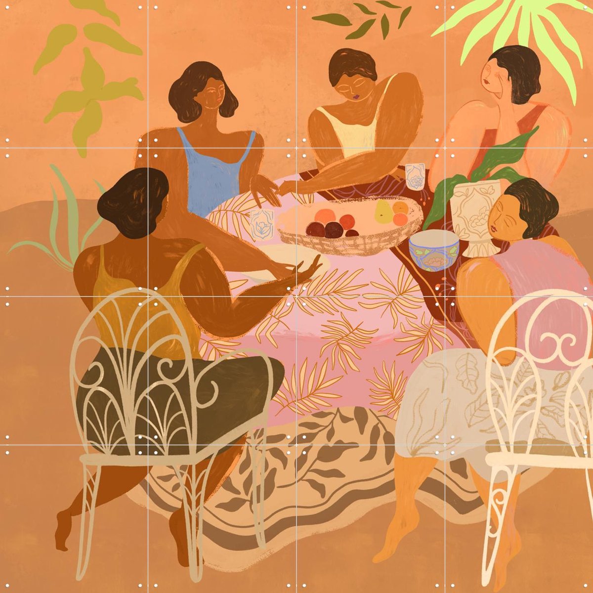 IXXI We Meet Again, Arty Guava - 80 x 80 cm - Gratis ophangtool - Grote wanddecoratie en posters - Kleurrijk, Speels, Strandhuis, Woonkamer, Eetkamer