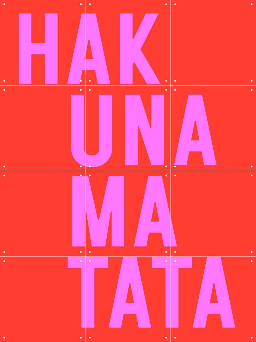 IXXI Hakuna Matata - Red Pink, Ohkimiko & Various - 60 x 80 cm - Gratis ophangtool - Grote wanddecoratie en posters - Kleurrijk, Typografie, Grafisch