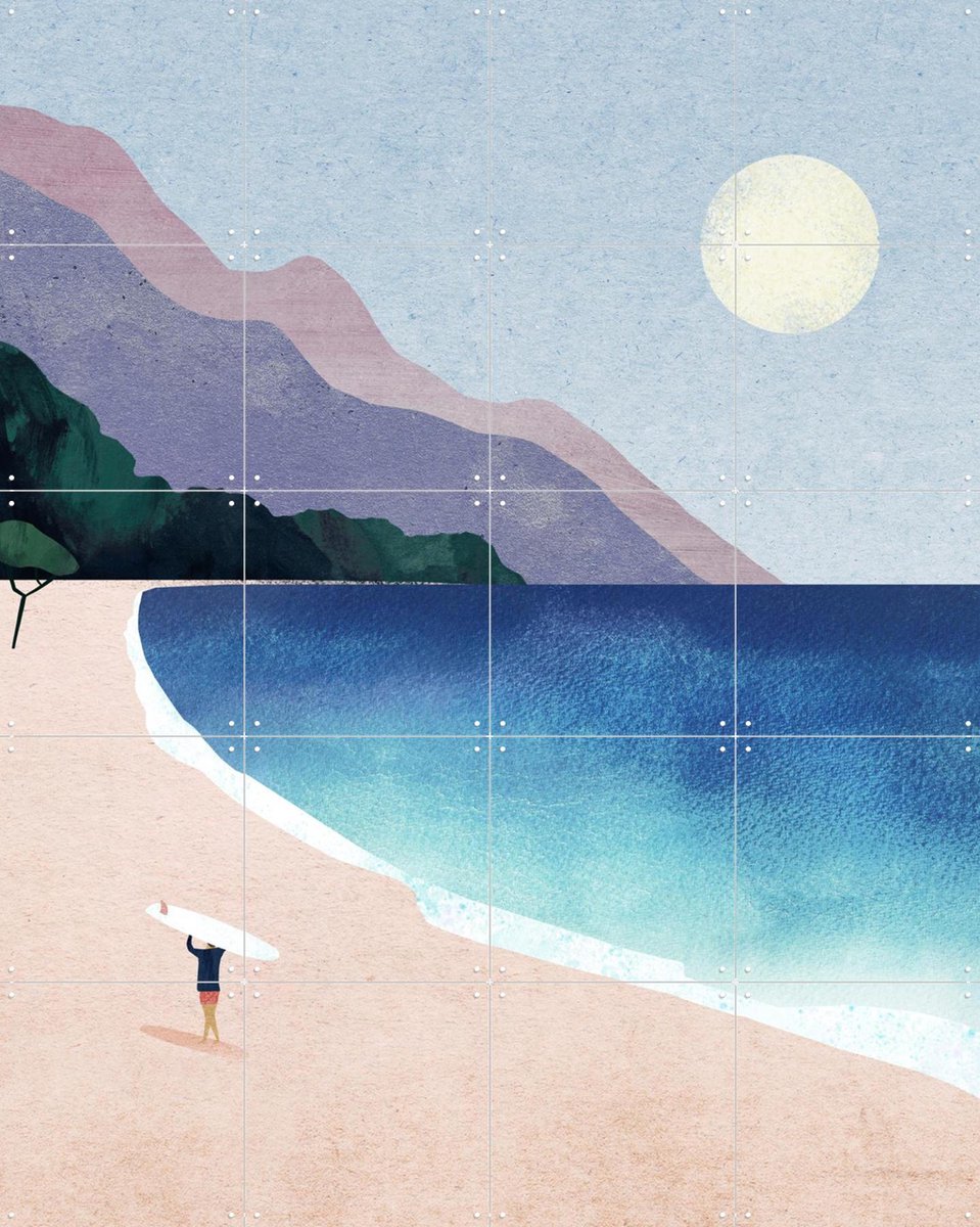 IXXI Surf Beach II, Henry Rivers - 80 x 100 cm - Gratis ophangtool - Grote wanddecoratie en posters - Minimalisme, Digitale Kunst, Illustraties