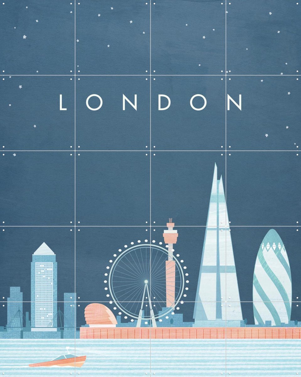 IXXI London, Henry Rivers - 80 x 100 cm - Gratis ophangtool - Grote wanddecoratie en posters - Illustraties, Geometrische Kunst, Grafisch Ontwerp