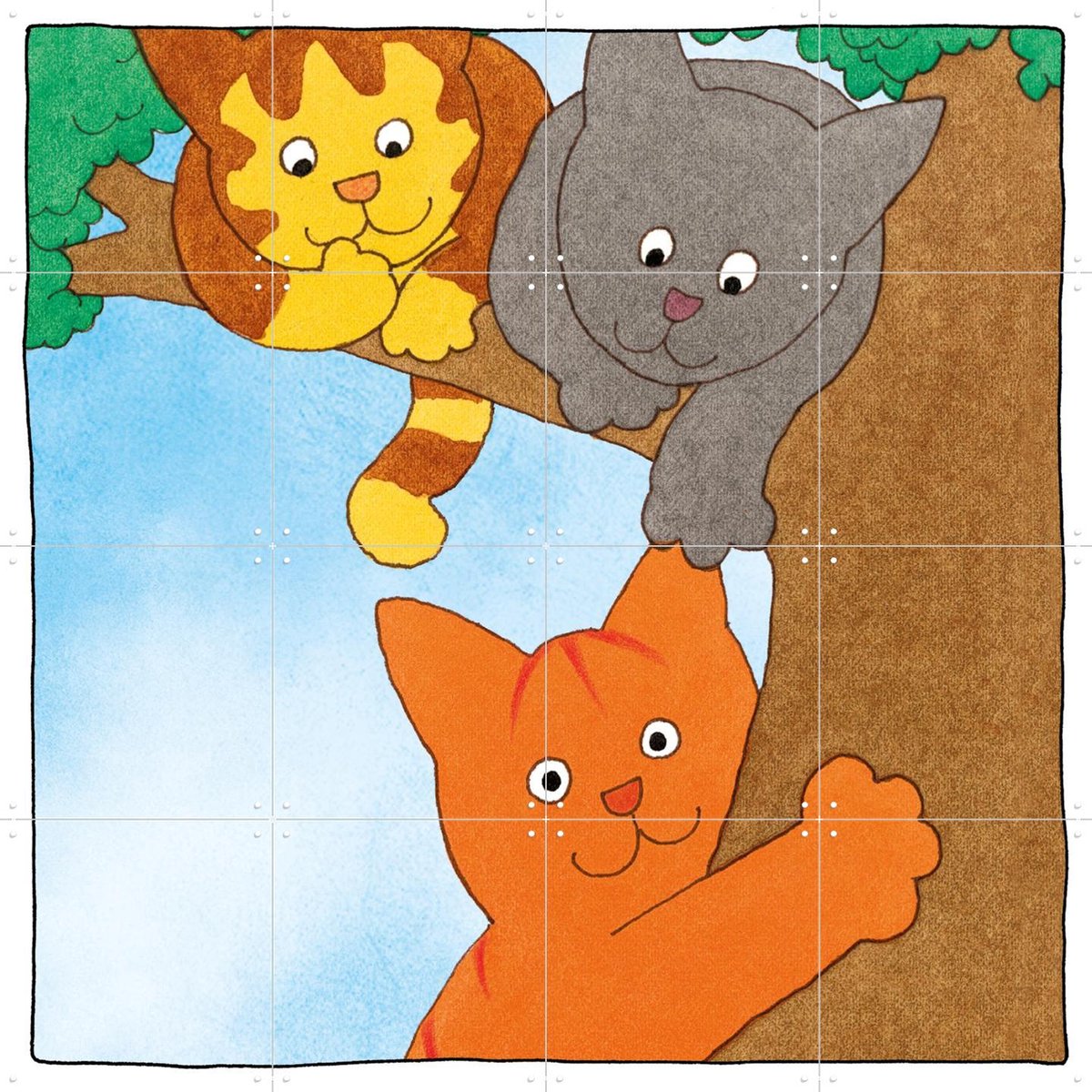 IXXI Dikkie Dik climbs the tree, Dikkie Dik - 80 x 80 cm - Gratis ophangtool - Grote wanddecoratie en posters - Illustraties, Cartoonesk, Kleurrijk