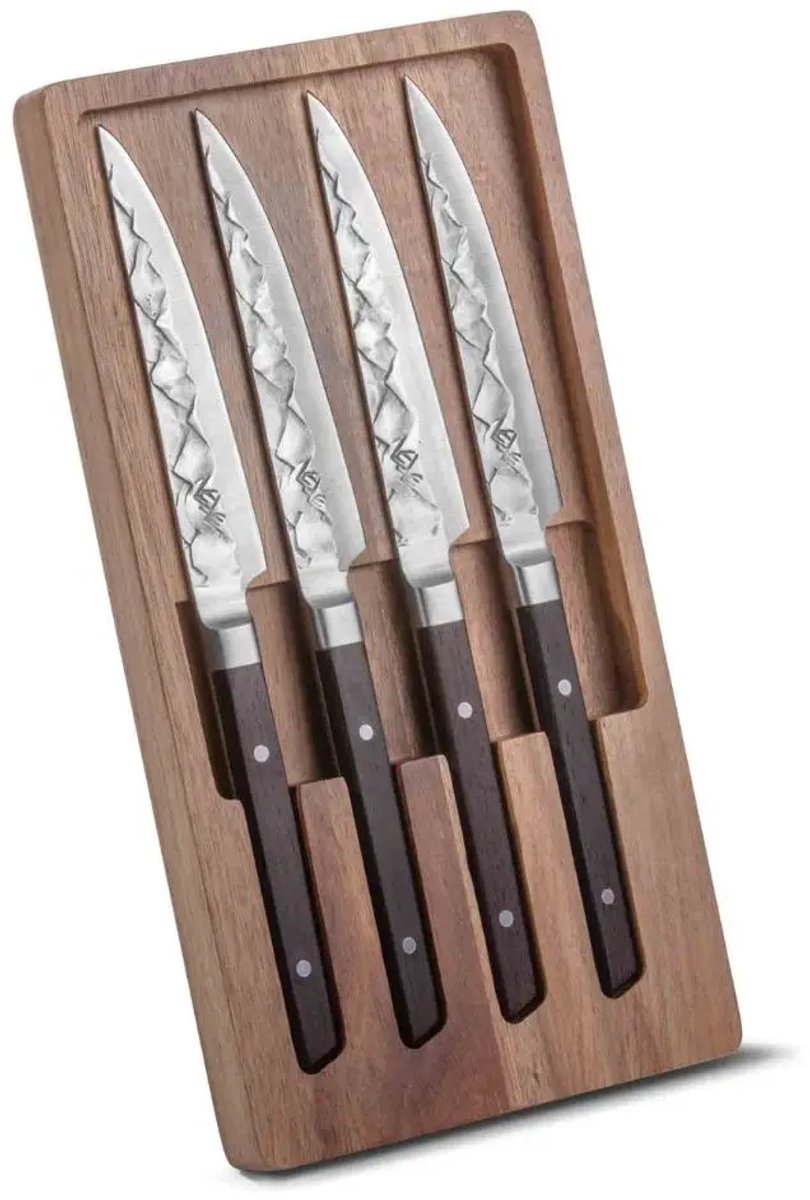 Steakmessenset 6-delig Duits staal 3D bergpatroon | BARE Cookware