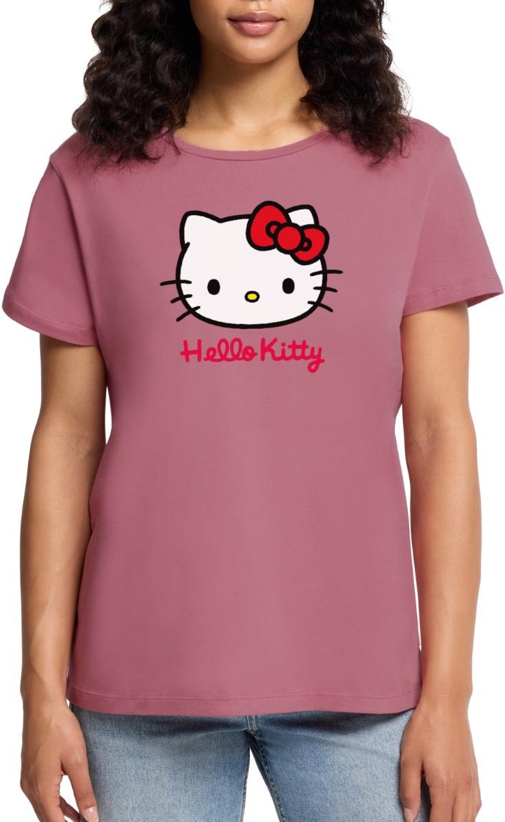 Hello Kitty Klassiek Portret Hello Kitty Tekst Premium T Shirt Dames