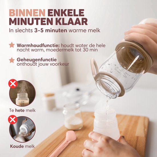 Vulpes Goods® Babycare - Flessenwarmer Elite - Draagbare Baby Flessenwarmer voor Onderweg - uniek Glazen Design - BPA-vrij, Hittebestendig & Antibacterieel - 5 Temperatuurniveaus & Warmtebehoud - 330ML - Water & Moedermelk Snel Opwarmen - 13.500 mAh
