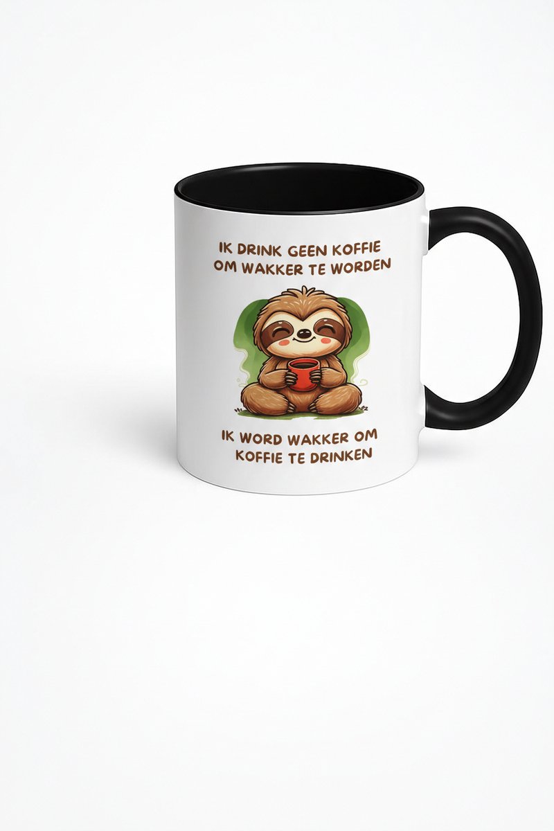Koffie Sloth Mok - Ik Word Wakker Om Koffie Te Drinken