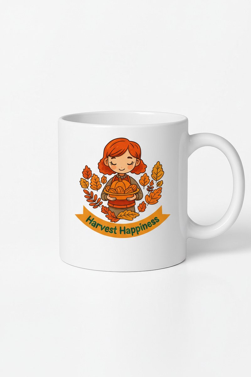 Harvest Happiness Mok - Keramische Koffiemok met Herfst Design