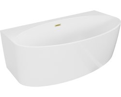 Mexen Bruna vrijstaande wandbad 150 x 82 , wit glans, gouden geborstelde overloop - 52731508200-55
