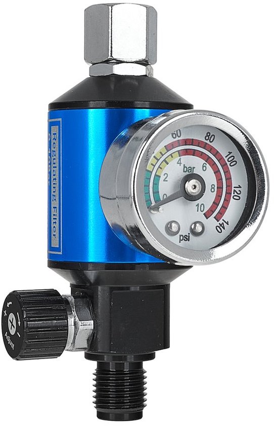 GEKO Drukregelaar met manometer 0-10 bar 1/4 inch aansluiting met filter voor perslucht en spuitpistolen van Merkloos — afbeelding 3