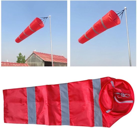 Windzak Buiten - Windmeter Windzak - Windrichting Bepalen - Reflecterende Strepen - 100 cm - Rood — afbeelding 5