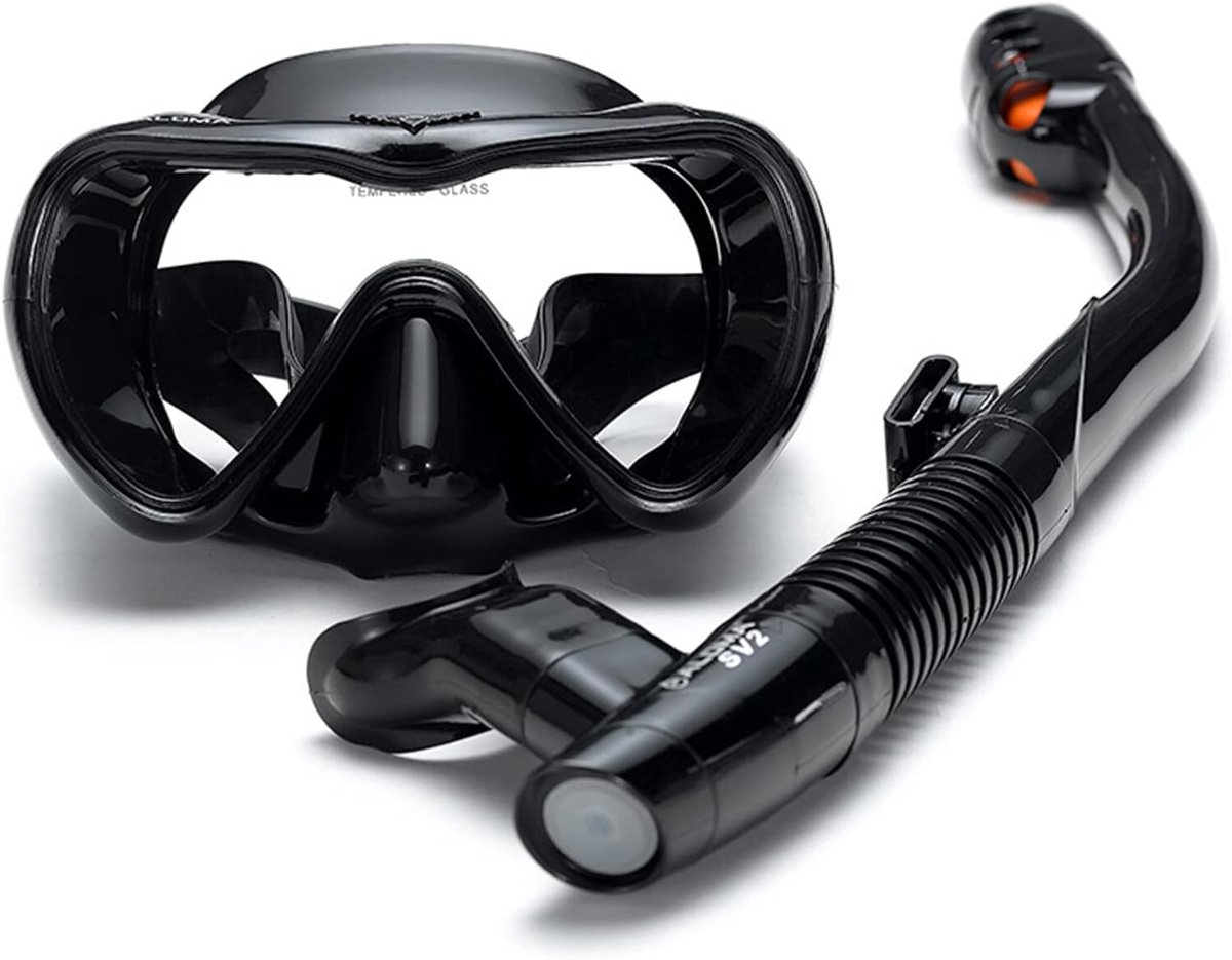 Snorkelset - Duikmasker - Onderwater Zicht - Anti-condens Glas - 6.4 Inch - Zwart