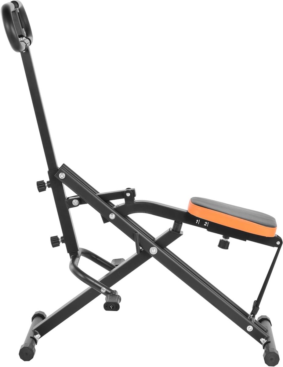 Squat Trainingsmachine - Glute Trainer - Kracht Training - Ingebouwde Teller - Opvouwbaar Ontwerp - Zwart Oranje