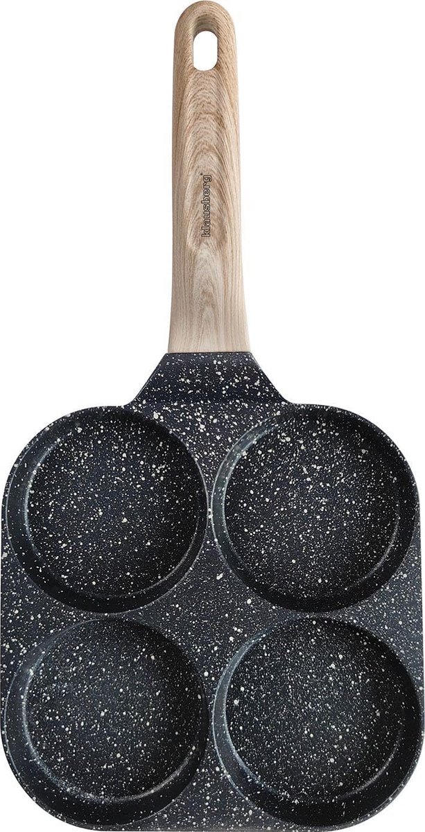 Pannenkoekenpan Braadpan - 4-in-1 Pan - Ontbijt Bereiden - Marmeren Coating - 18 cm - Zwart