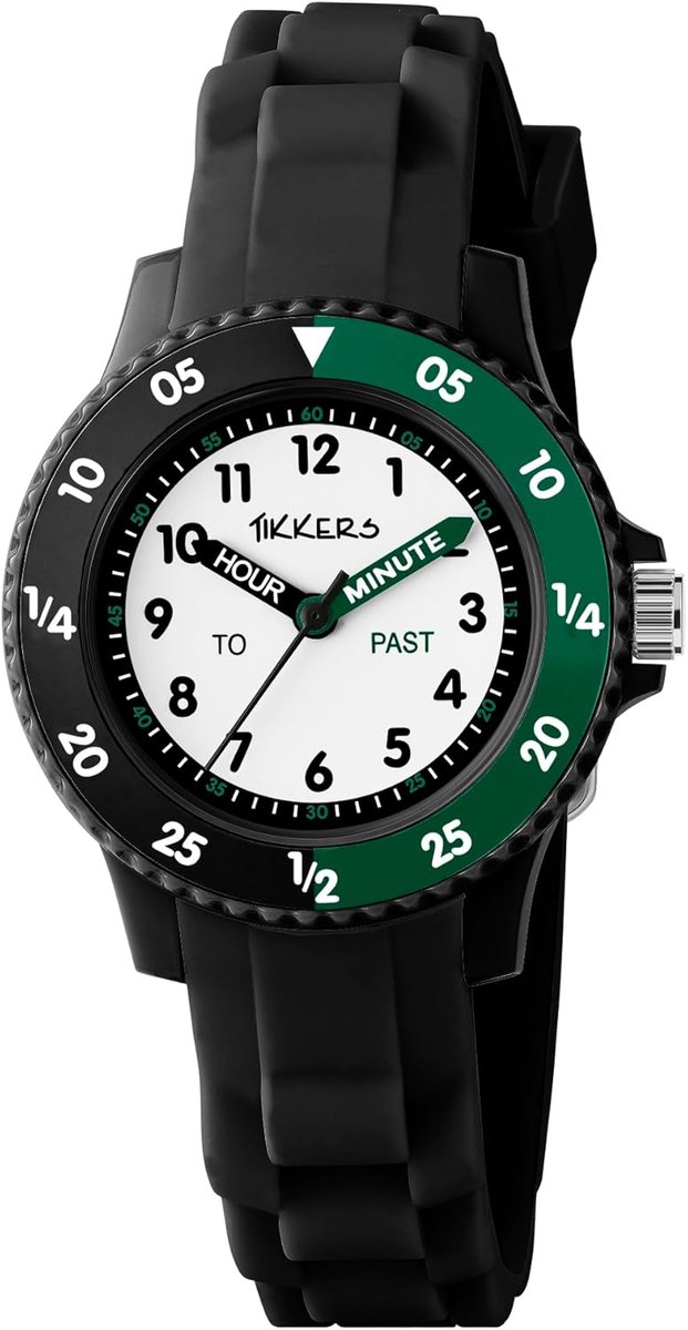 Kinderhorloge Tijd Leren - Kinders Polshorloge - Leren Klokkijken - Siliconen Band - 25 x 6 x 2.5 cm - Zwart
