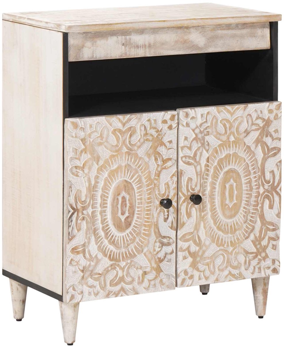 vidaXL - Dressoir - met - opslag - Wit - 60 - x - 33,5 - x - 75 - cm - Massief - Mango - Hout