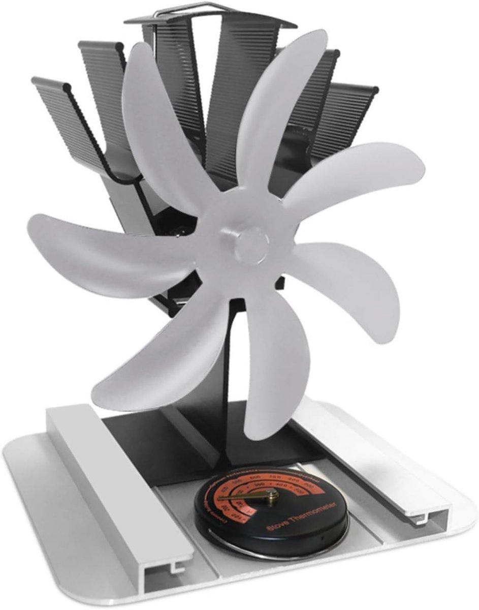 Kachel Ventilator - Warmte Verdeler - Efficiënte Warmte - Stil en Zelfaandrijvend - 19 x 14 x 21.5 cm - Zilver