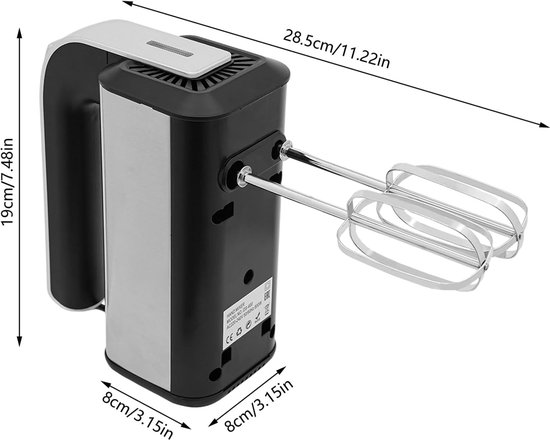 Elektrische Handmixer - Keukenmixer - Bakken en Mixen - 5 Snelheden 800W - 28.5 x 19 cm - Grijs Zwart — afbeelding 5