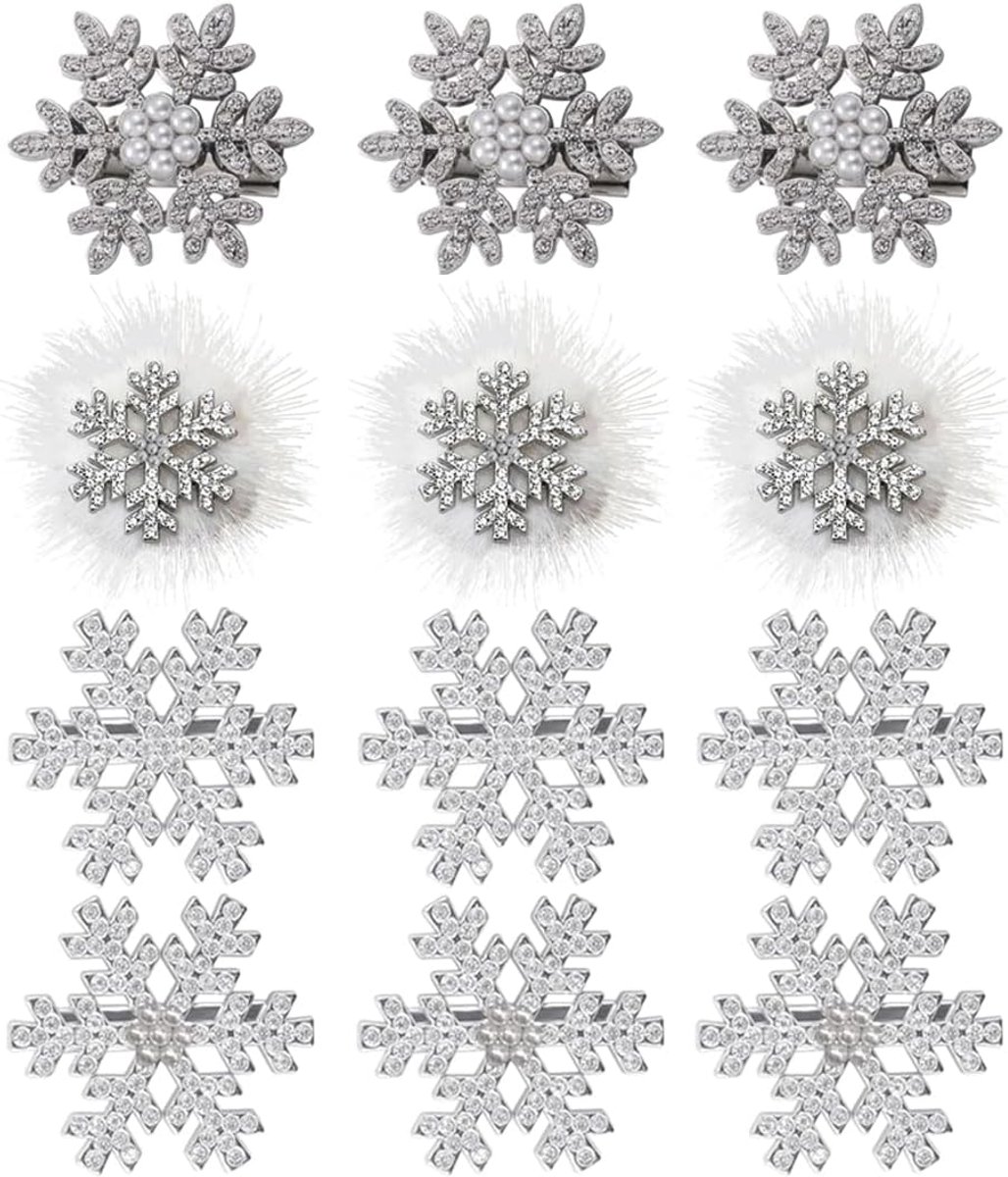 Sneeuwvlok Haarspelden - Haarklemmen Glitter - Feestelijke Styling - Set van Twaalf