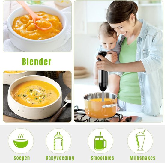 DnA® Staafmixer Set - Staafmixer Met Hakmolen - Hakmolen - Mixer Set - Zwart - 10cm x 10cm x 37cm van Merkloos — afbeelding 3