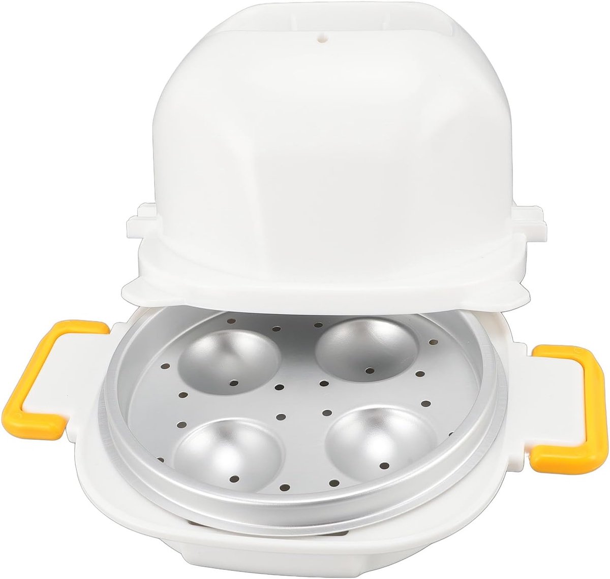 Magnetron Eierkoker - Snelle Koker - Hardgekookte Eieren - Capaciteit voor Vier - 18x13 cm - Zwart
