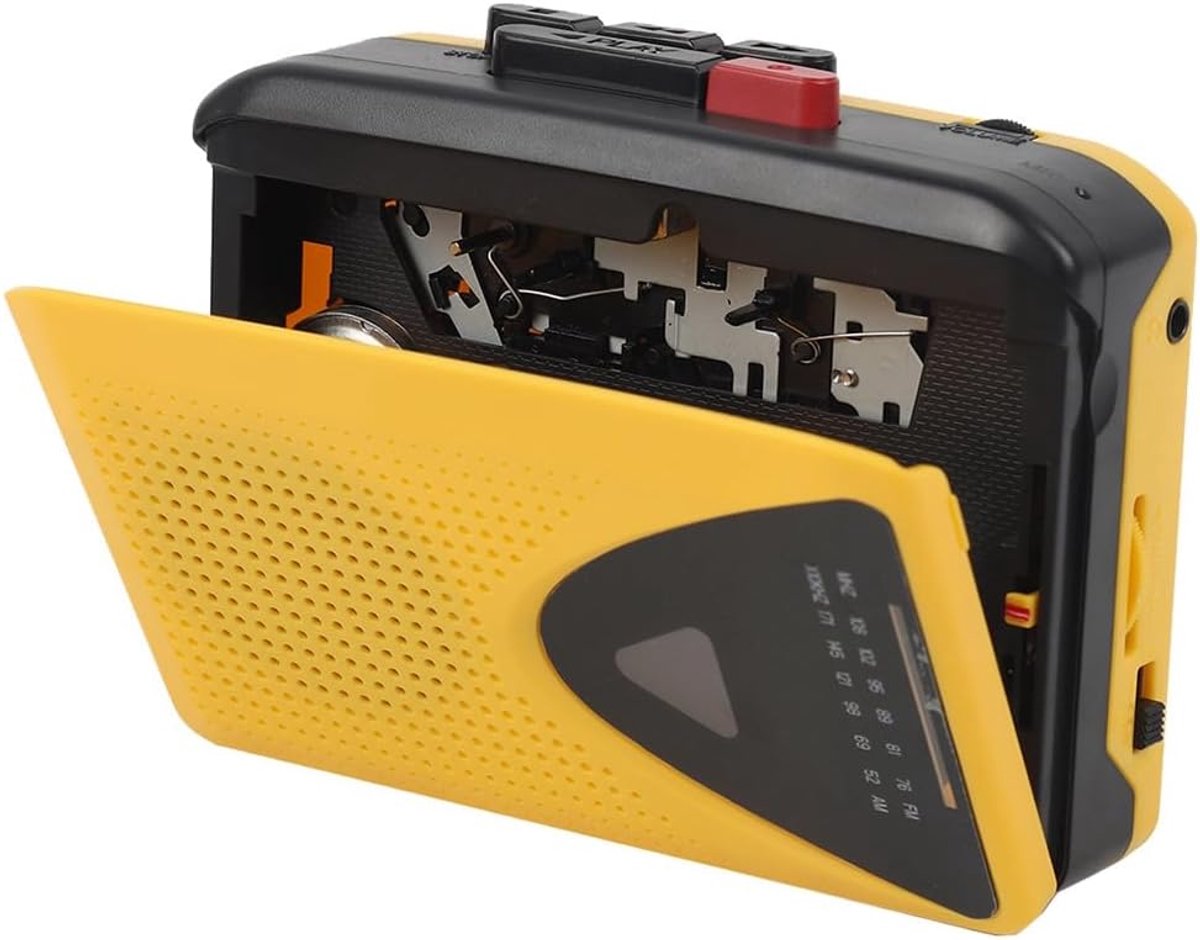 Radio Cassette Speler - Draagbare Recorder - Muziek Luisteren - Dubbele Voeding - 14 x 12 x 5 cm - Geel