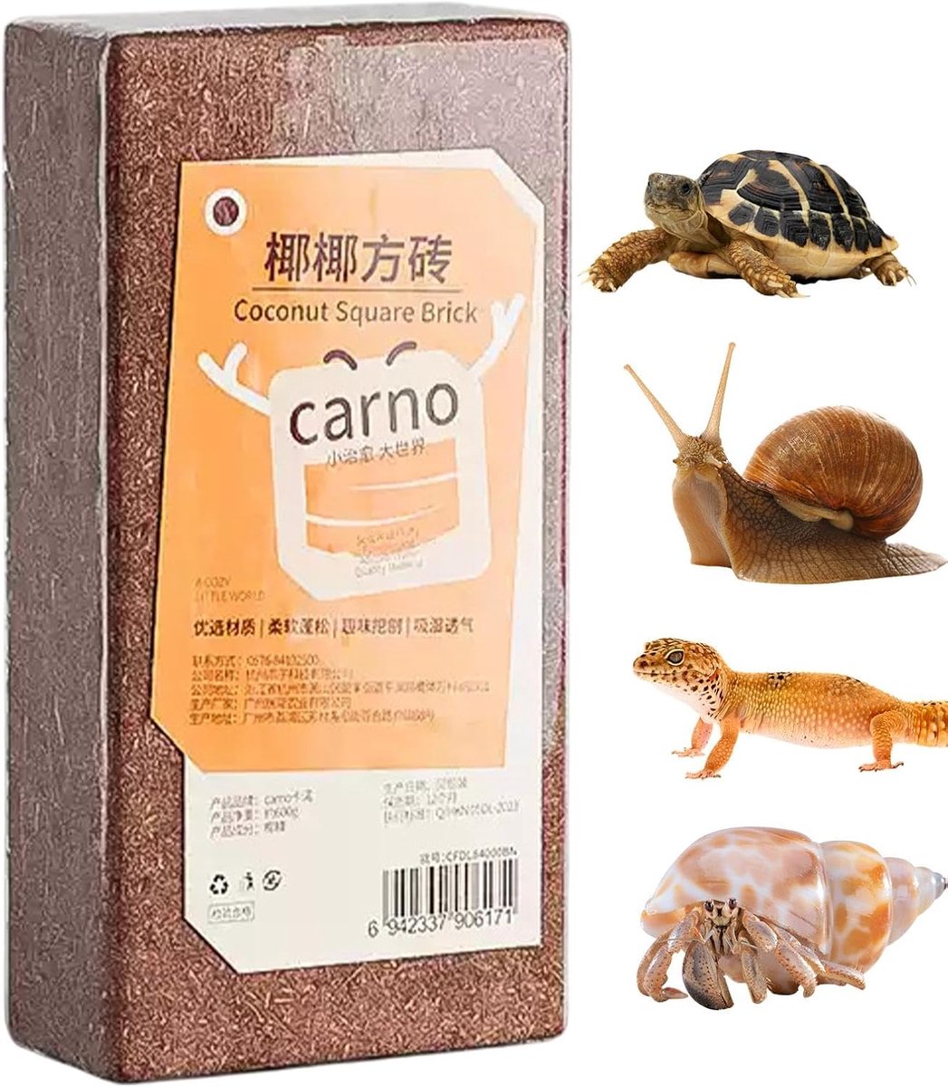 Kokosvezel Substraat - Gecomprimeerd Kokos - Reptielen Verzorgen - Natuurlijk en Absorberend - Ca. 600 gram - Bruin
