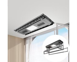 Elektrisch Droogrek - Plafond Drooglift - Kleding Drogen - Afstandsbediening Hefsysteem - 119x34cm - Wit